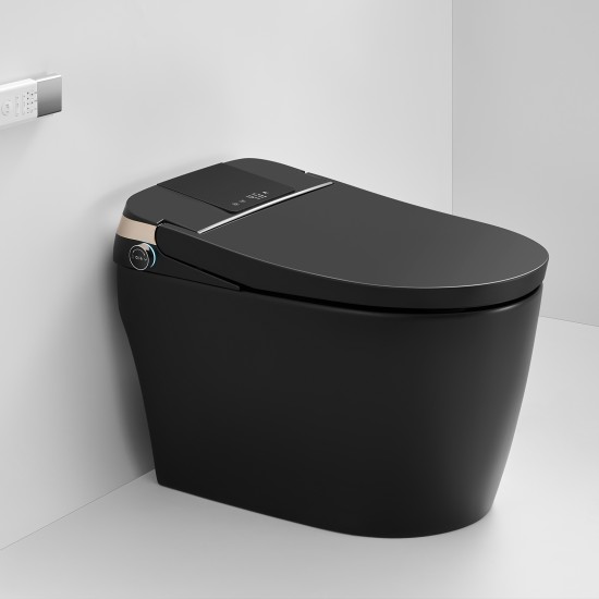 690x395x490mm One Piece Intelligent Electric Smart Toilet Automatic Instant Heating Matt Black